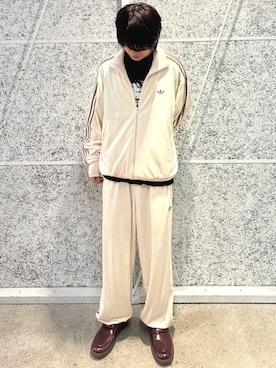 「アイテム（ジャージ、ホワイト系）」を使った、TKさん（メンズ・170cm）の秋コーディネート