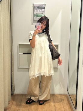 「LOWRYS FARM（ローリーズファーム）のステンレスシンプルチョーカー 452000（チョーカー、グレー系）」を使った、ncy03さん（レディース）の夏コーディネート