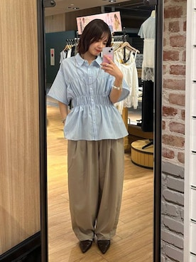 「LOWRYS FARM（ローリーズファーム）のイージーワイドコクーンパンツ 327286（その他パンツ、ベージュ系）」を使った、ncy03さん（レディース）の春コーディネート
