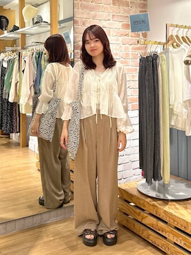 「アイテム（スラックス）」を使った、ncy03さん（レディース・158cm・20代）の夏コーディネート
