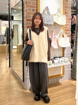 「LOWRYS FARM（ローリーズファーム）のステンレスプレートネックレス　973053（ネックレス）」を使った、ncy03さん（レディース・158cm）の秋コーディネート