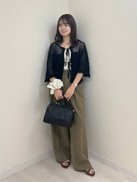 「LOWRYS FARM（ローリーズファーム）のホップサックワイドパンツ2 42754（スラックス）」を使った、ncy03さん（レディース・158cm・20代）の夏コーディネート