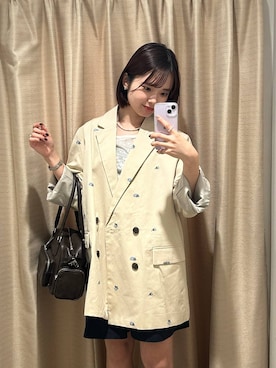 「LOWRYS FARM（ローリーズファーム）のベロアドットＬＳ　631261（Tシャツ/カットソー、ベージュ系）」を使った、ncy03さん（レディース）の冬コーディネート