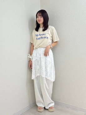 「LOWRYS FARM（ローリーズファーム）のカンドウフィットニットサンダル 283661（サンダル）」を使った、ncy03さん（レディース・158cm・20代）の夏コーディネート