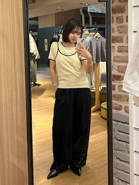 「LOWRYS FARM（ローリーズファーム）のハイショク２ＰプルオーバーＳＳ 638386（Tシャツ/カットソー、ベージュ系）」を使った、ncy03さん（レディース）の春コーディネート