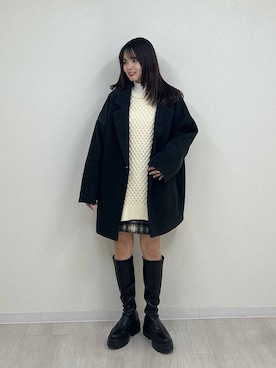 「アイテム（その他アウター、グレー系）」を使った、ncy03さん（レディース・158cm）の冬コーディネート