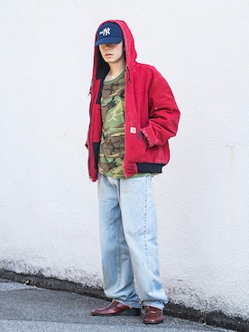 「アイテム（Tシャツ/カットソー、グリーン系）」を使った、KAITOさん（メンズ・171cm）の秋コーディネート