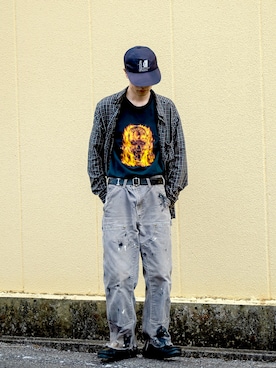 「VINTAGE（ヴィンテージ）のアイテム（Tシャツ/カットソー）」を使った、KAITOさん（メンズ・171cm）の秋コーディネート