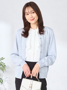 「GALLORIA（ギャローリア）の【洗濯機で洗える】ラッフルフリルブラウス（シャツ/ブラウス、ホワイト系）」を使った、GALLORIAさん（レディース・165cm）の春コーディネート