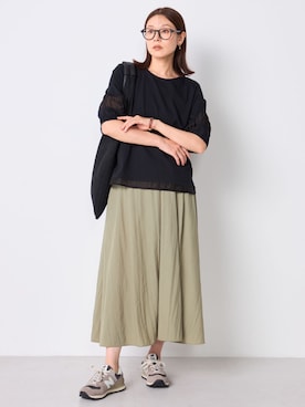 「GALLORIA（ギャローリア）のアシメタックスカート（スカート、グリーン系）」を使った、GALLORIAさん（レディース・165cm）の夏コーディネート