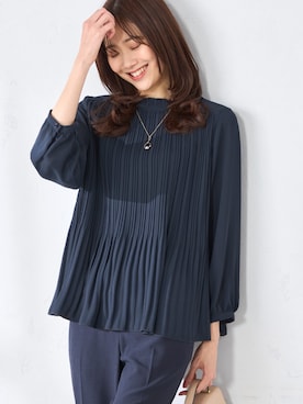 「GALLORIA（ギャローリア）の【セットアップで着られる】キレメクテーパードパンツ（その他パンツ、ブルー系）」を使った、GALLORIAさん（レディース・165cm）の春コーディネート