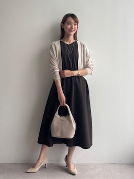 「GALLORIA（ギャローリア）のシアーボレロカーディガン（カーディガン/ボレロ、ベージュ系）」を使った、GALLORIAさん（レディース・165cm）の夏コーディネート