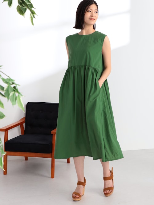 ワンピース 372431117 GALLORIA ワンピース はっ水 ウエストギャザーワンピース