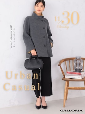 「スタンドカラー」｜GALLORIAさん（レディース・165cm）の秋コーディネート