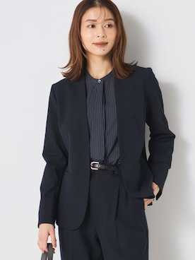 「アイテム（ノーカラージャケット）」を使った、GALLORIAさん（レディース・165cm）の秋コーディネート