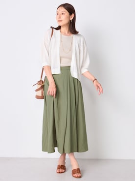 「GALLORIA（ギャローリア）のアシメタックスカート（スカート、グリーン系）」を使った、GALLORIAさん（レディース・165cm）の夏コーディネート