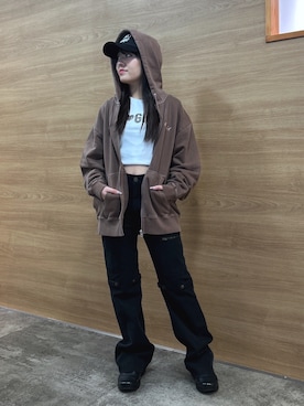 「X-girl（エックスガール）のアイテム」を使った、NARUMIさん（レディース・150cm）の秋コーディネート