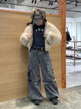 「アイテム（カーゴパンツ）」を使った、NARUMIさん（レディース・150cm）の秋コーディネート