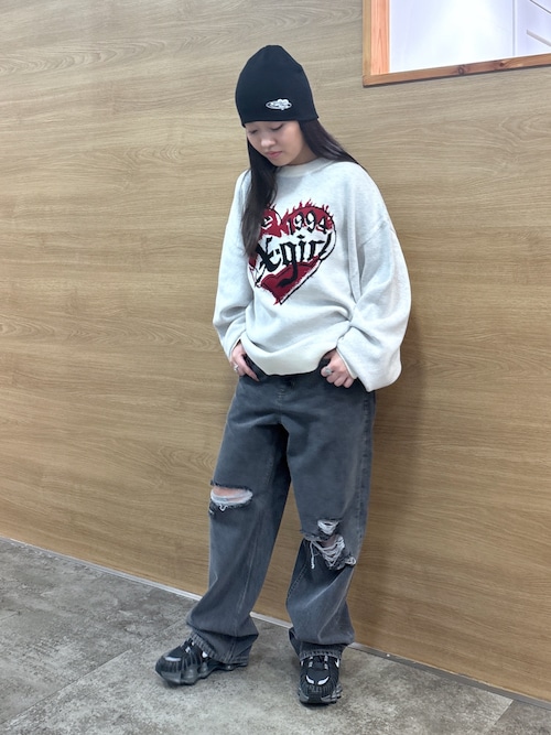 HEART LOGO JACQUARD KNIT TOP（ニット/セーター）｜X-girl