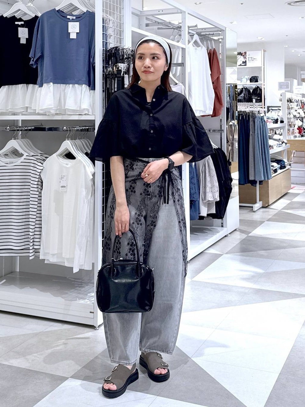 ステンレスロングシンプルネックレス/209761を使った人気ファッション