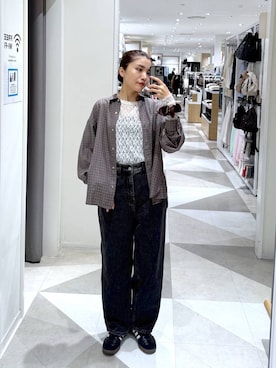 「GLOBAL WORK（グローバルワーク）のGOODデニムバギーパンツ/498388（デニムパンツ）」を使った、chieminさん（レディース・162cm）の秋コーディネート