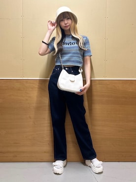 「ロゴニット」｜「アイテム（サンダル）」を使った、みたんさん（レディース・160cm）の夏コーディネート