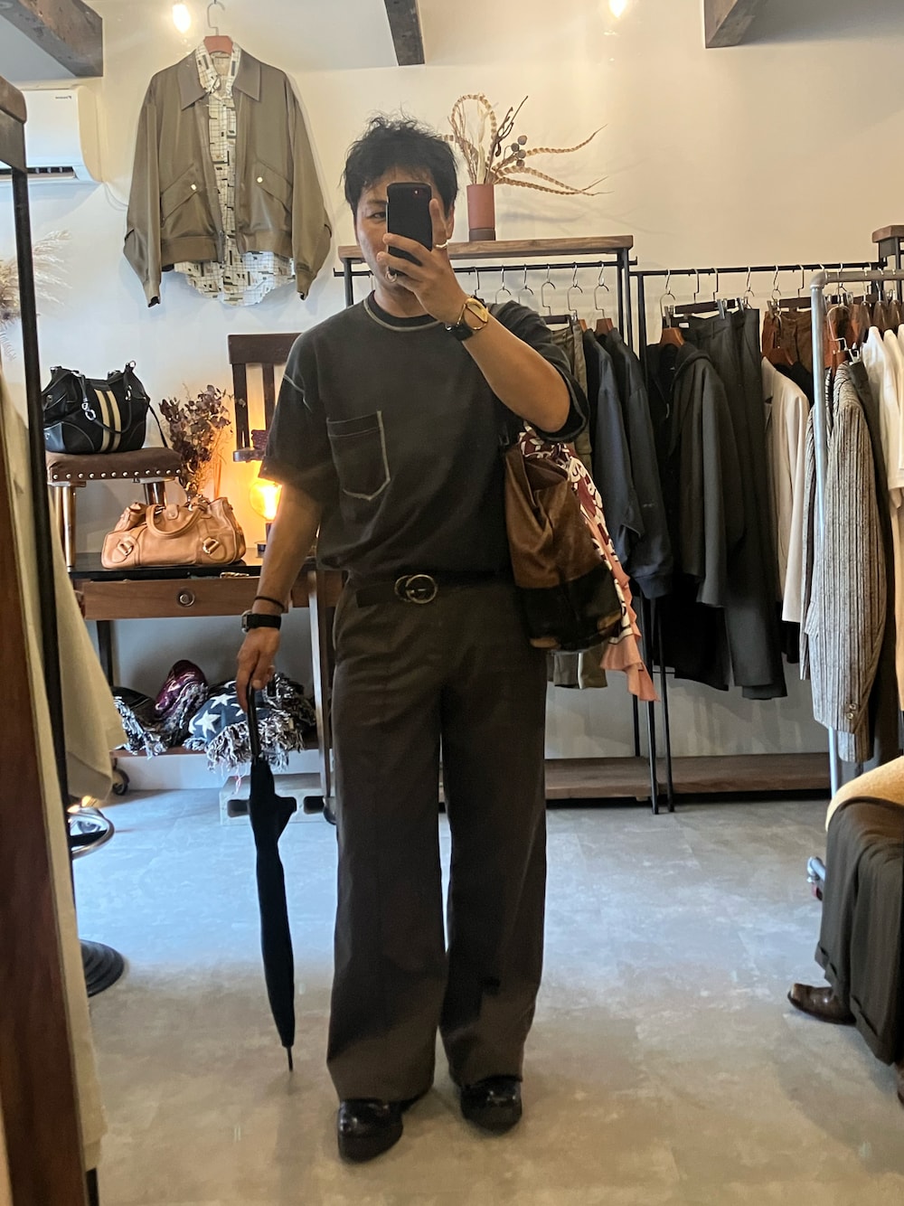 イミテーションウールツィードストレートスラックス 最終値下げ Imitation wool tweed & wool straight slacks/イミテーション