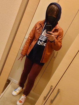 「アイテム（ライダースジャケット）」を使った、kino1114さん（メンズ・165cm・30代）の冬コーディネート