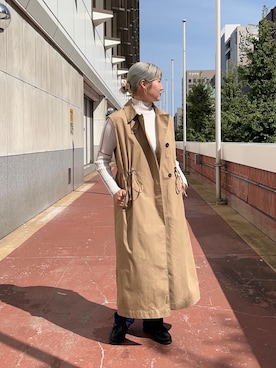 「B2nd」｜「アイテム（トレンチコート）」を使った、NANAさん（レディース・160cm）の秋コーディネート