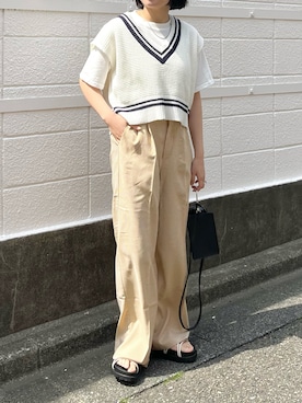 「frames RAY CASSIN（フレームスレイカズン）のアイテム（スラックス）」を使った、きさん（レディース・155cm）の春コーディネート