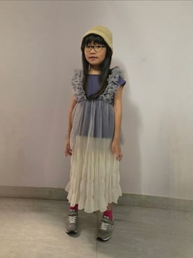 「アイテム（スカート）」を使った、Cressida.Cさん（キッズ・120cm）の夏コーディネート