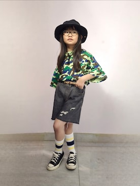 「アイテム（サンバイザー）」を使った、Cressida.Cさん（キッズ・120cm）の夏コーディネート