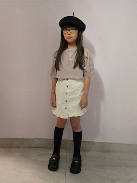 「アイテム（カーゴパンツ）」を使った、Cressida.Cさん（キッズ・120cm）の夏コーディネート