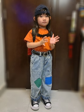 「MIKI HOUSE（ミキハウス）のアイテム（バッグ）」を使った、Cressida.Cさん（キッズ・110cm）の秋コーディネート