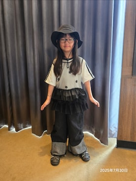 「アイテム（デニムパンツ）」を使った、Cressida.Cさん（キッズ・120cm）の夏コーディネート