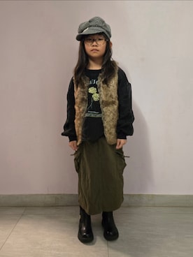「アイテム（スカート）」を使った、Cressida.Cさん（キッズ・120cm）の冬コーディネート