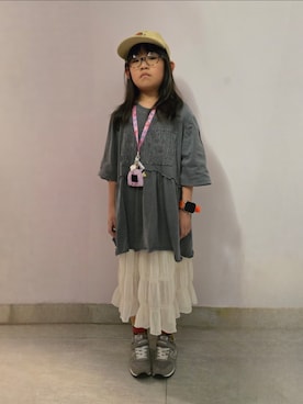 「アイテム（スカート）」を使った、Cressida.Cさん（キッズ・120cm）の秋コーディネート
