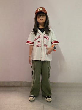 「アイテム（キャップ）」を使った、Cressida.Cさん（キッズ・120cm）の秋コーディネート