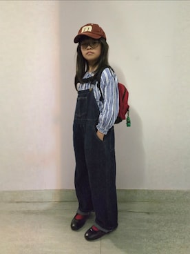 「アイテム（キャップ）」を使った、Cressida.Cさん（キッズ・120cm）の秋コーディネート