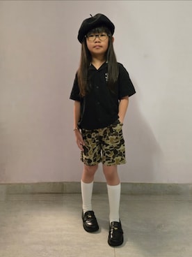 「アイテム（カーゴパンツ）」を使った、Cressida.Cさん（キッズ・120cm）の夏コーディネート