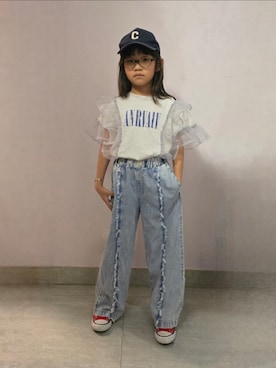 「アイテム（デニムパンツ）」を使った、Cressida.Cさん（キッズ・120cm）の秋コーディネート
