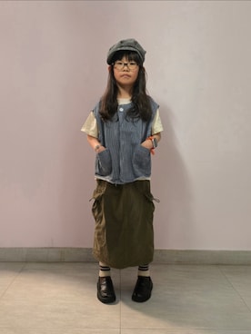 「アイテム（キャスケット）」を使った、Cressida.Cさん（キッズ・120cm）の春コーディネート