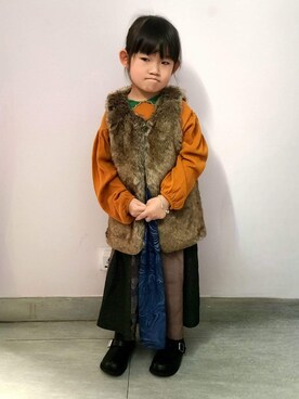 「アイテム（ブーツ、ブラック系）」を使った、Cressida.Cさん（キッズ・110cm）の冬コーディネート