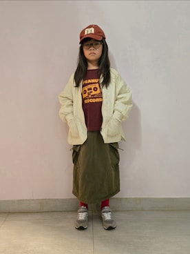 「NEW BALANCE（ニューバランス）のYV996JR3　GRAY(JR3)（スニーカー、グレー系）」を使った、Cressida.Cさん（キッズ・120cm）の春コーディネート