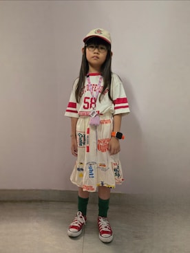 「アイテム（スニーカー）」を使った、Cressida.Cさん（キッズ・120cm）の夏コーディネート