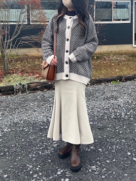「GU（ジーユー）のアイテム（スカート）」を使った、s.*❀さん（レディース・153cm）の秋コーディネート