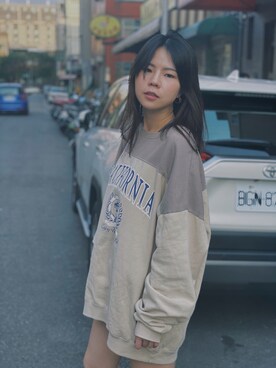 「PULL&BEAR（プルアンドベア）のアイテム（スウェット）」を使った、🐿3Dさん（レディース・166cm）の春コーディネート