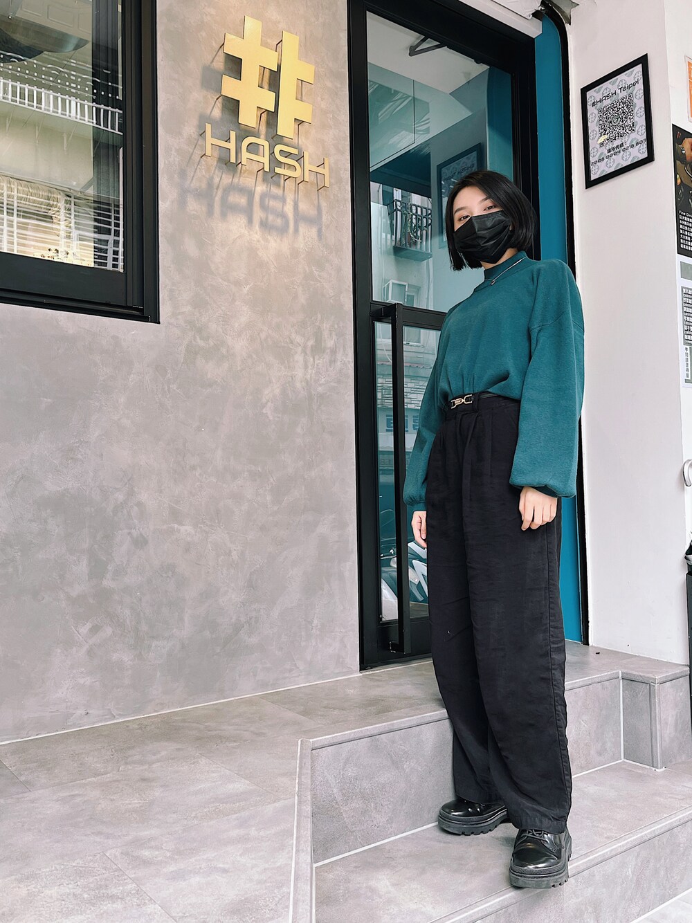 「ootd、休閒、上班穿搭、通勤穿搭」｜「PAGEBOYのアイテム（ニット/セーター、グリーン系）」を使った、sakanayuyuさん（レディース・150cm）の冬コーディネートの1枚目の写真