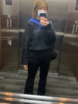 「JEANASIS（ジーナシス）のヌバックライクフレアパンツ/162217（その他パンツ）」を使った、ariesさん（レディース・161cm）の冬コーディネート