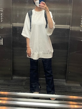 「mystic（ミスティック）のセンターステッチフレアデニム（デニムパンツ）」を使った、ariesさん（レディース・161cm）の夏コーディネート
